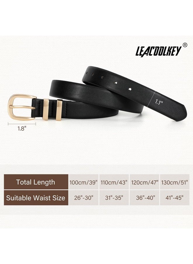 LEACOOLKEY - 3 Pack Women Leather Belts For Jeans Gold Buckle Fashion Ladies Leather Belt For Dresses - Image 1
