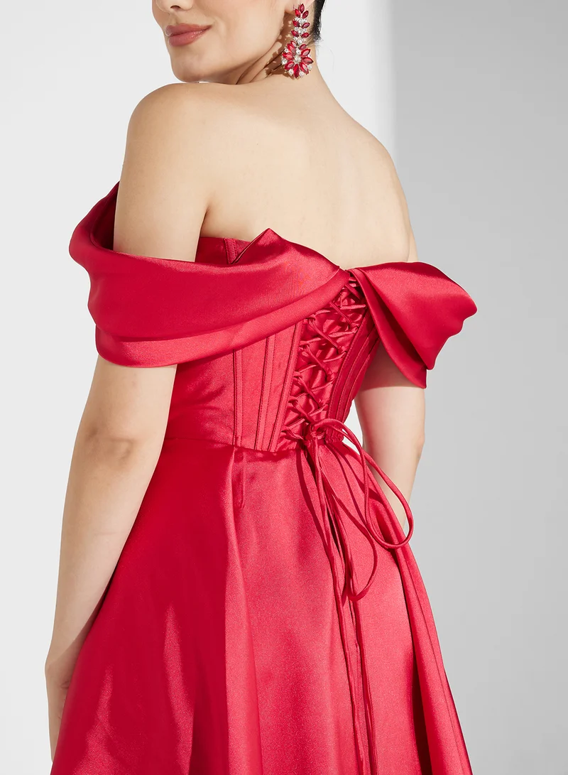 Namshi x Satin Overlay Gown Dress