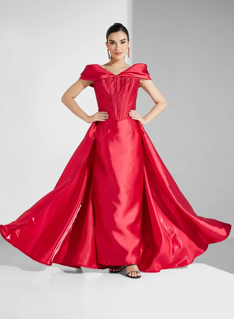 Namshi x Satin Overlay Gown Dress