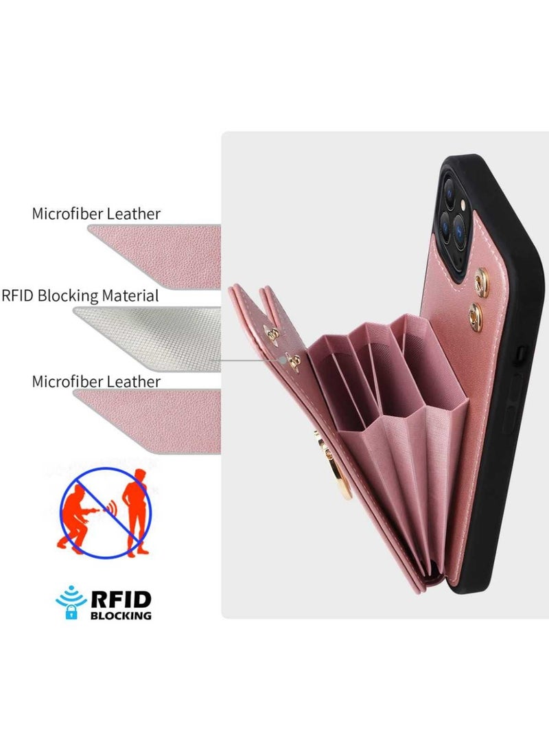 iPhone 14 Pro Max Case,iPhone 14 Pro Max Premium PU Leather Cover with Card Holders RFID Blocking Kickstand Phone Cover for iPhone 14 Pro Max,Pink  - Image 3