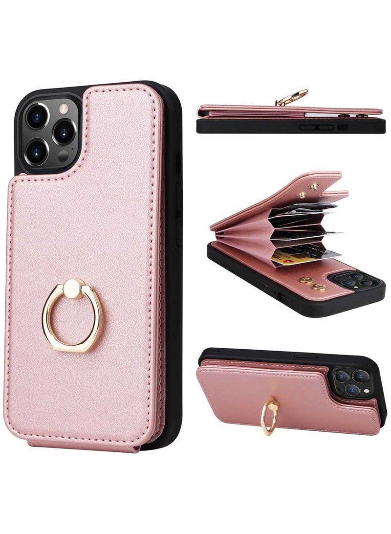 iPhone 14 Pro Max Case,iPhone 14 Pro Max Premium PU Leather Cover with Card Holders RFID Blocking Kickstand Phone Cover for iPhone 14 Pro Max,Pink  - Image 1