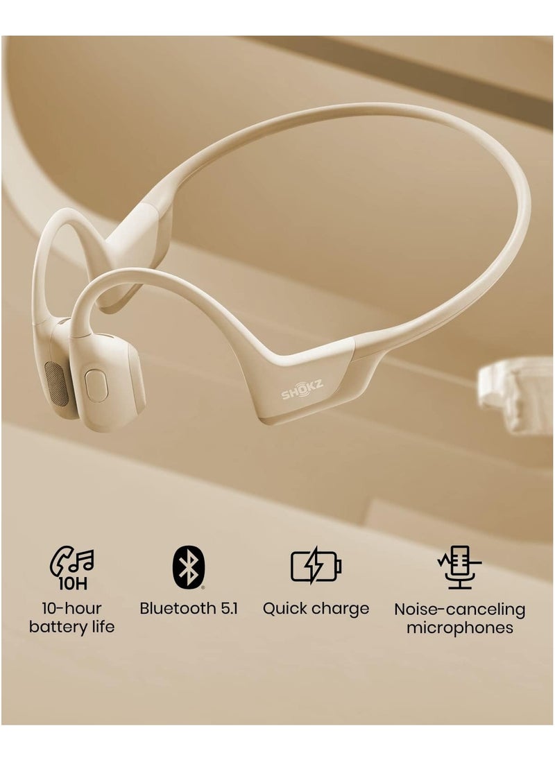 SHOKZ OpenRun Pro - Open Bluetooth Bone Conduction Sports Earphones - Sweatproof Wireless Earphones for Exercise and Running, Advanced Deep Base - Built in Microphone with Headband