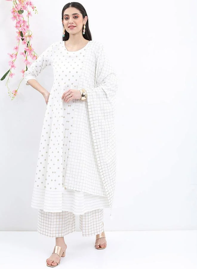 Vishudh All Over Print Kurta, Dupatta & Palazzo Trouser Co-Ord Set by Styli