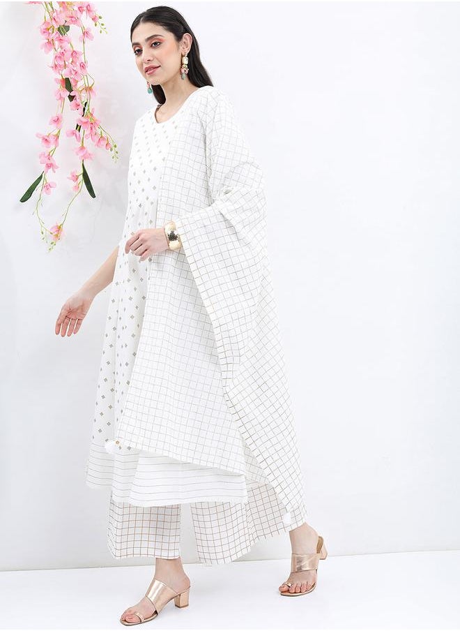 Vishudh - All Over Print Kurta, Dupatta & Palazzo Trouser Co-Ord Set by Styli - Image 1