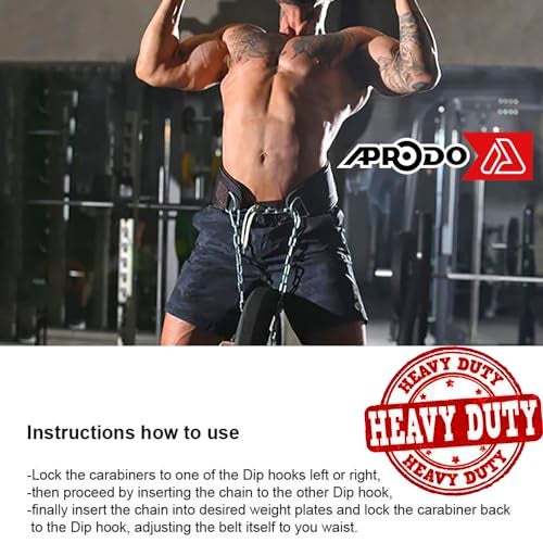 APRODO Sports DIP Belt with Steel Chain 36 INCHES Weighted Chain for DIPS Pull UPS Weight Lifting Crossfit ONE Size FITS All (RED) - Image 3
