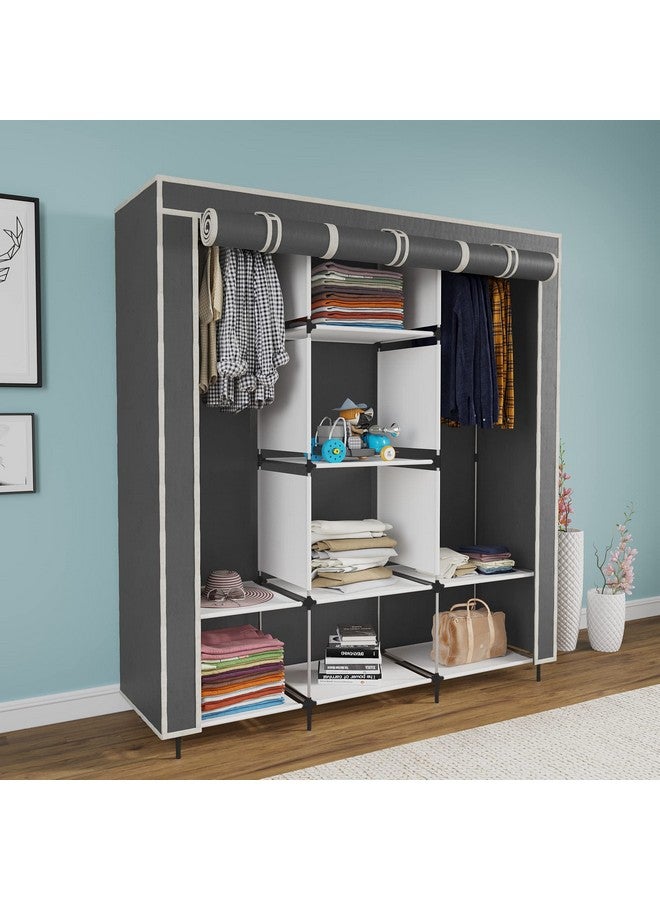 GTC GTC® Combo of Collapsible Wardrobe for Clothes Almira(88230) and 4 Layer Portable Shoe Rack 90 GSM Fabric (Grey) - Image 2