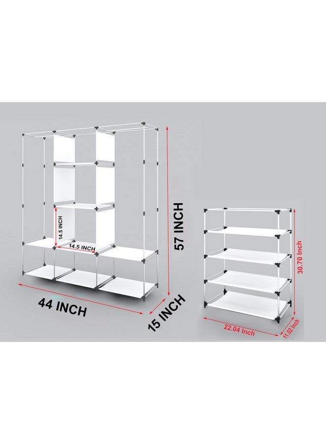GTC GTC® Combo of Collapsible Wardrobe for Clothes Almira(88230) and 4 Layer Portable Shoe Rack 90 GSM Fabric (Grey) - Image 5