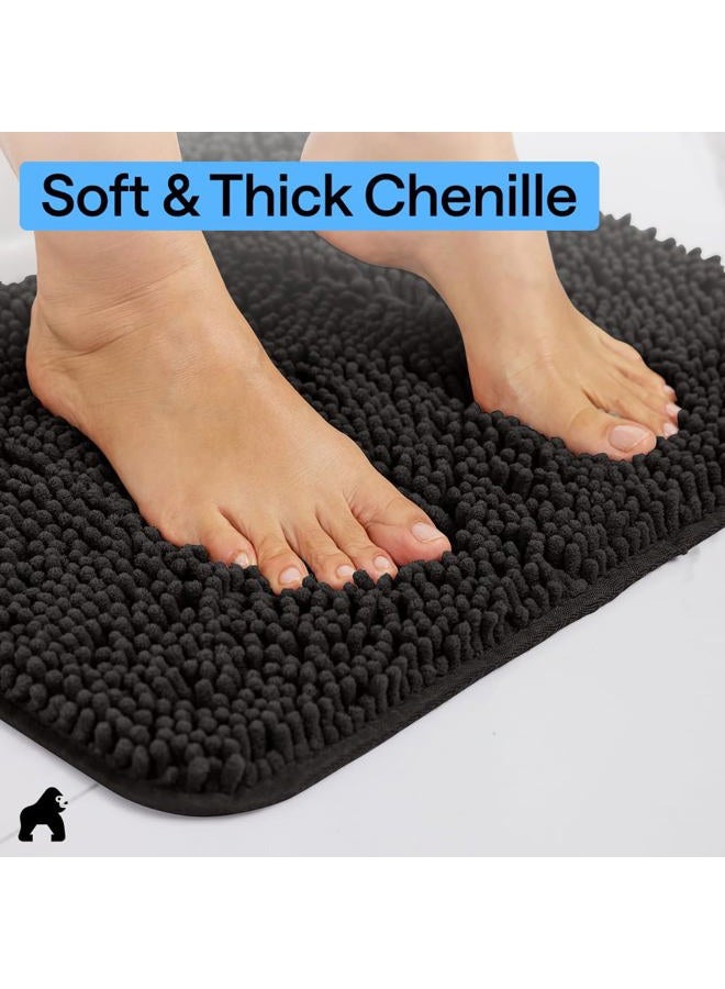 GORILLA GRIP Bath Rug Mat 30x20, Thick Soft Absorbent Chenille, Quick Dry Microfiber Mats, Rubber Backing Washable Shower Floor Rugs, US Designed Bathroom Bathmat Home Decor Accessories, Black - Image 4