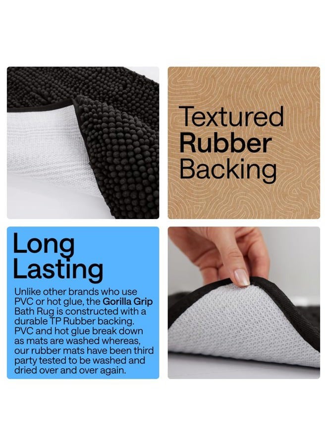 GORILLA GRIP Bath Rug Mat 30x20, Thick Soft Absorbent Chenille, Quick Dry Microfiber Mats, Rubber Backing Washable Shower Floor Rugs, US Designed Bathroom Bathmat Home Decor Accessories, Black - Image 3