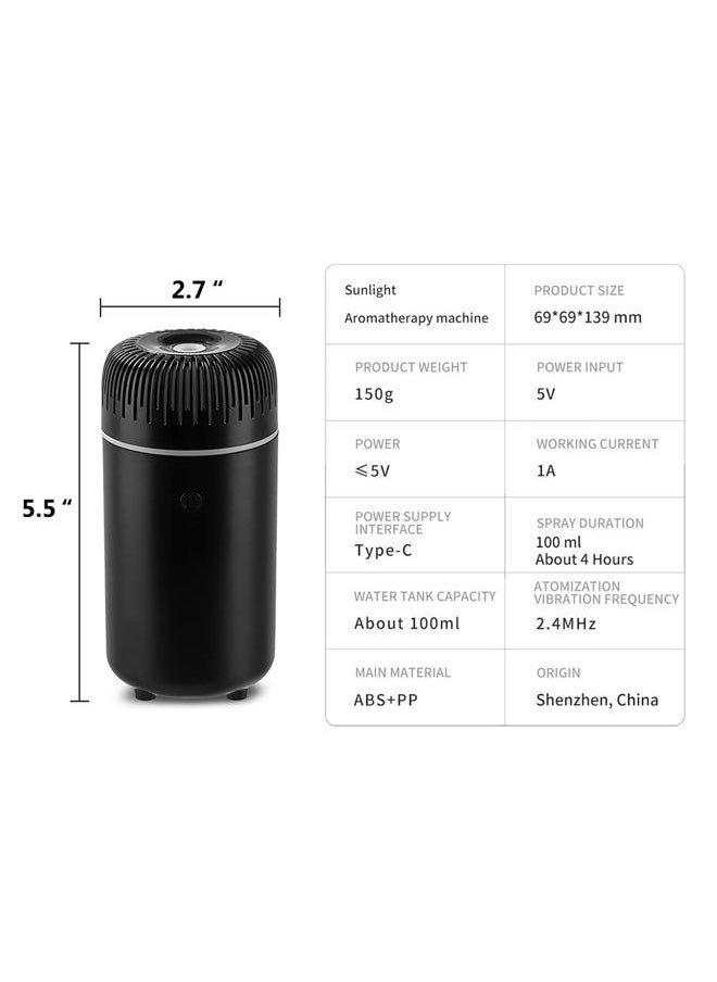 Car Diffuser, 100ml USB Plug-in Mini Humidifier Diffuser for Essential Oil Diffuser Car Air Freshener Aromatherapy Diffuser(Black)