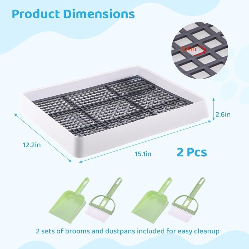 2 قطعة صينية فضلات الأرنب مع شبكة قابلة للإزالة مكنسة جاروف مرحاض محمول للحيوانات الأليفة للحيوانات الصغيرة القطط الكلاب - Image 4