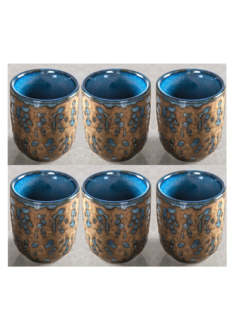 MAAC HOME Qbebe MAAC Home  Ocean Blue Retro Style cup Elegant Durable and Classic design Perfect for Family Everyday Use, and Family Get- Together, Restaurant, Banquet and More (Set of 6) - Image 1
