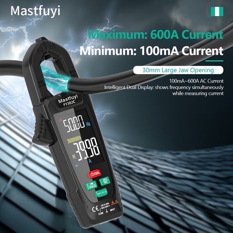 FY382C Clamp Type Multimeter 6000 Counts Measures 600A AC Current NCV Sensing Non Contact Voltage Measurement AC And DC Voltage Capacitance Temperature Resistance - Image 5