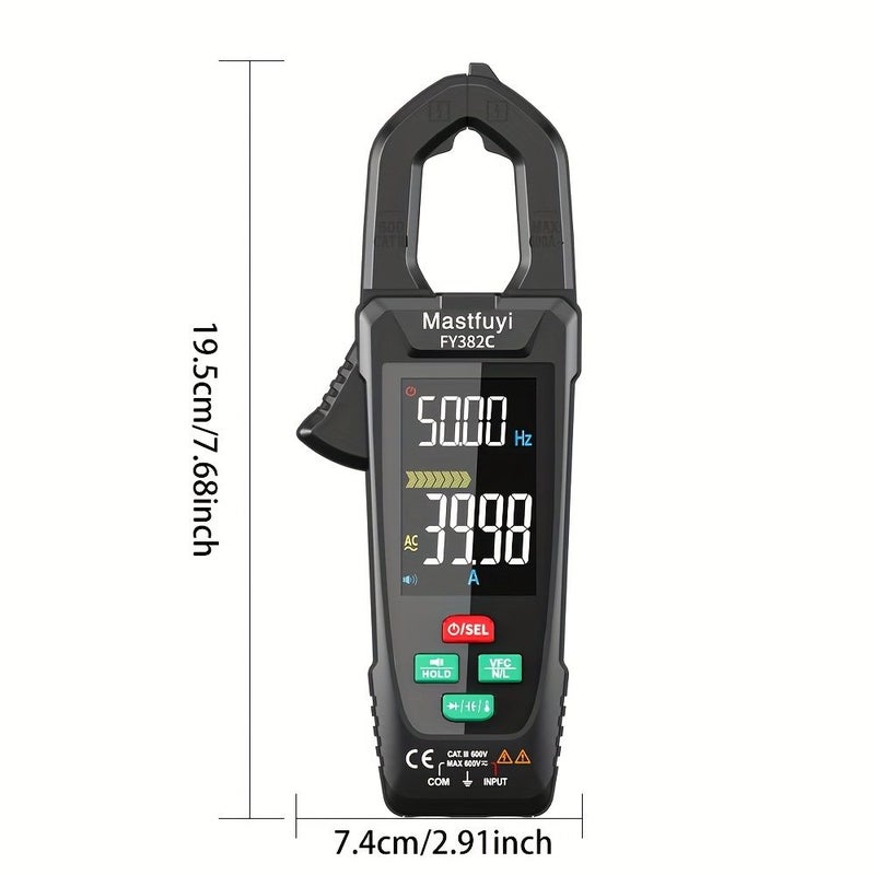 FY382C Clamp Type Multimeter 6000 Counts Measures 600A AC Current NCV Sensing Non Contact Voltage Measurement AC And DC Voltage Capacitance Temperature Resistance - Image 1