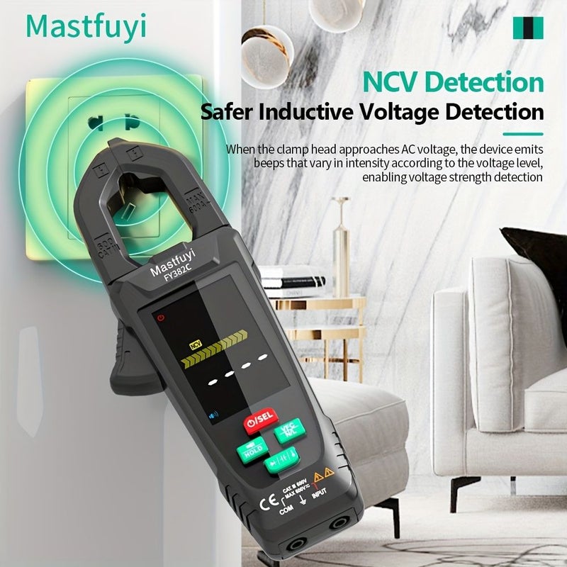 FY382C Clamp Type Multimeter 6000 Counts Measures 600A AC Current NCV Sensing Non Contact Voltage Measurement AC And DC Voltage Capacitance Temperature Resistance - Image 3