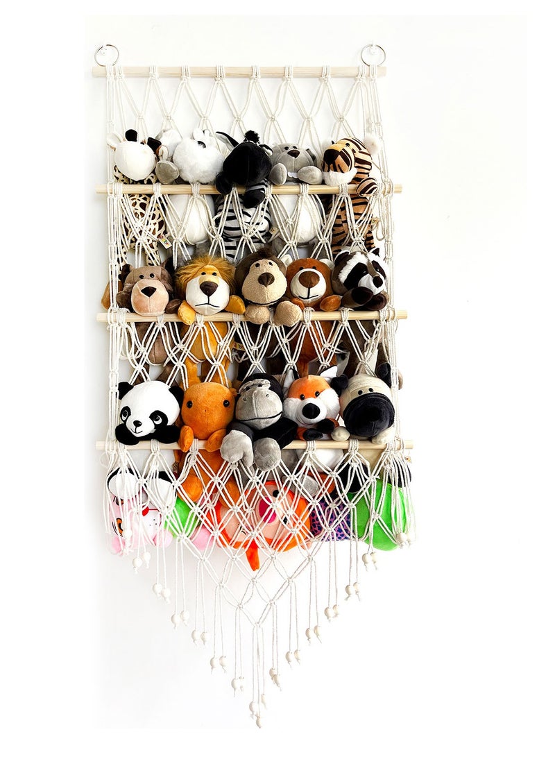 Barakah Stuffed Animal Toy Hammock 3 Layer Plush Toy Hanging Organizer Net Height Adjustable Jumbo Toy Net Hammock for Stuffed Animal Wall Large Kids Children Toy Net Organizer for Children's Room Nursery - Image 2