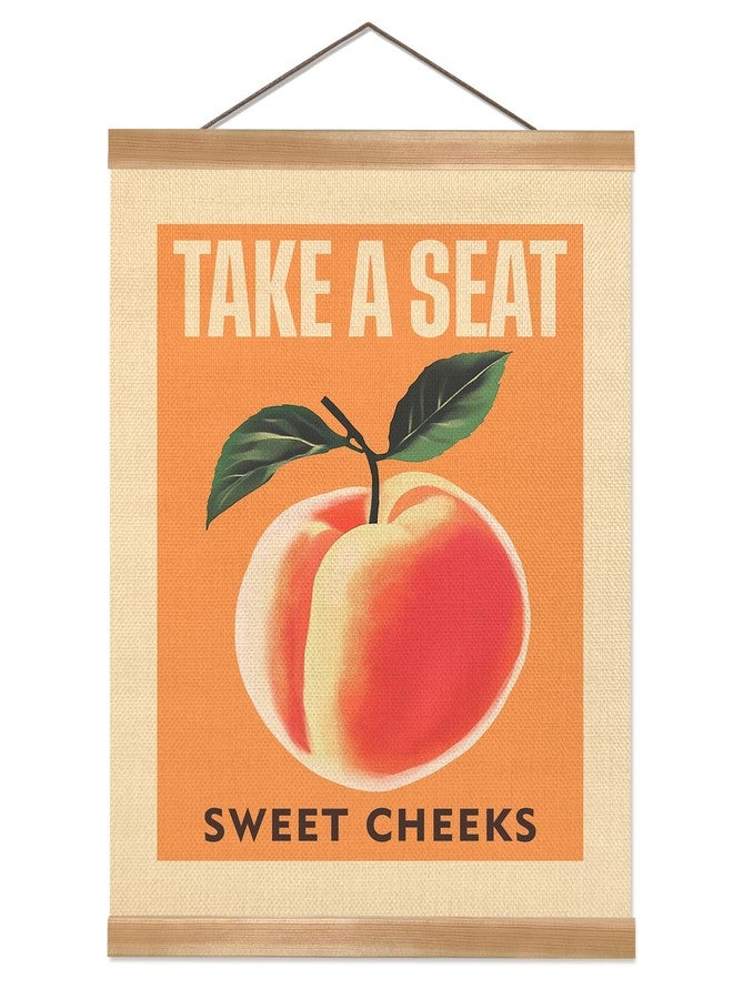 ZTGDA Funny Peach Bathroom Decor Wall Art,Take A Seat Sweet Cheeks Wall Art,Lovely Fruit Poster Bathroom Decor, Restroom Humor Sign for Toilet,Powder Room (Peach) - Image 1