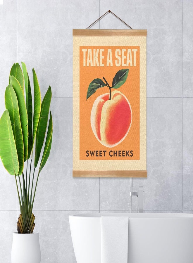 ZTGDA Funny Peach Bathroom Decor Wall Art,Take A Seat Sweet Cheeks Wall Art,Lovely Fruit Poster Bathroom Decor, Restroom Humor Sign for Toilet,Powder Room (Peach) - Image 5