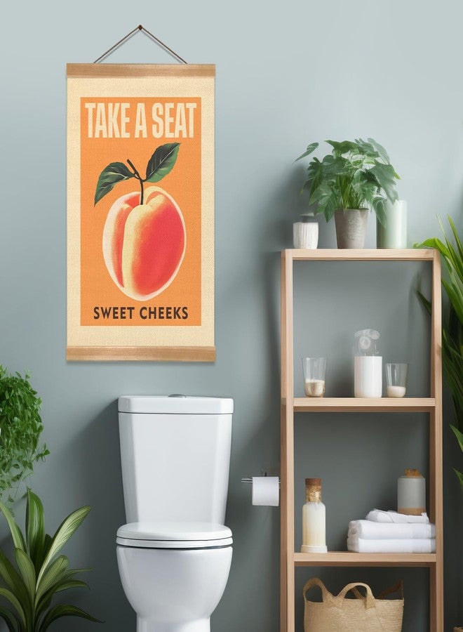 ZTGDA Funny Peach Bathroom Decor Wall Art,Take A Seat Sweet Cheeks Wall Art,Lovely Fruit Poster Bathroom Decor, Restroom Humor Sign for Toilet,Powder Room (Peach) - Image 4