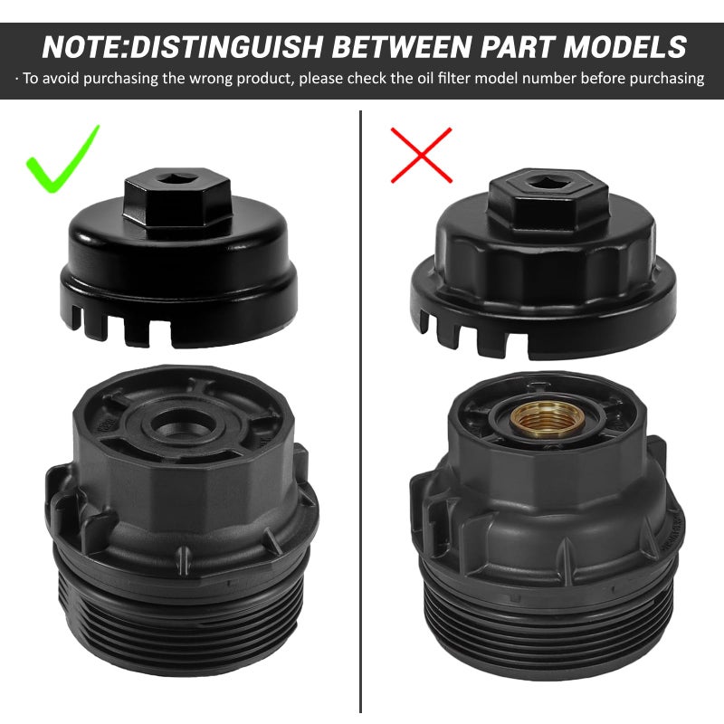 ELECHOI 64mm 14 Flutes/6 Slots Oil Filter Cap Wrench Removal Tool Socket Compatible with Toyota, Lexus, Prius, and Scion Vehicles Equipped with 1.8L 4-Cylinder engines, Black Heavy-Duty Aluminum - Image 3