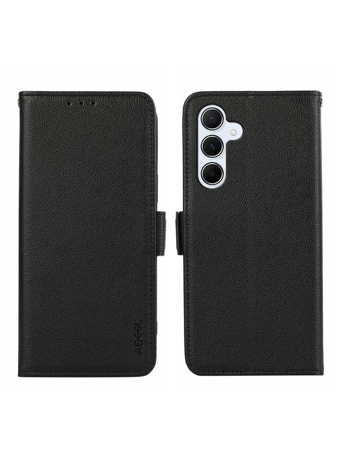 اس-توب جراب لهاتف Samsung Galaxy A14 4G/5G من ABEEL جراب جلدي مغناطيسي جانبي بنمط الليتشي بتقنية RFID - Image 1