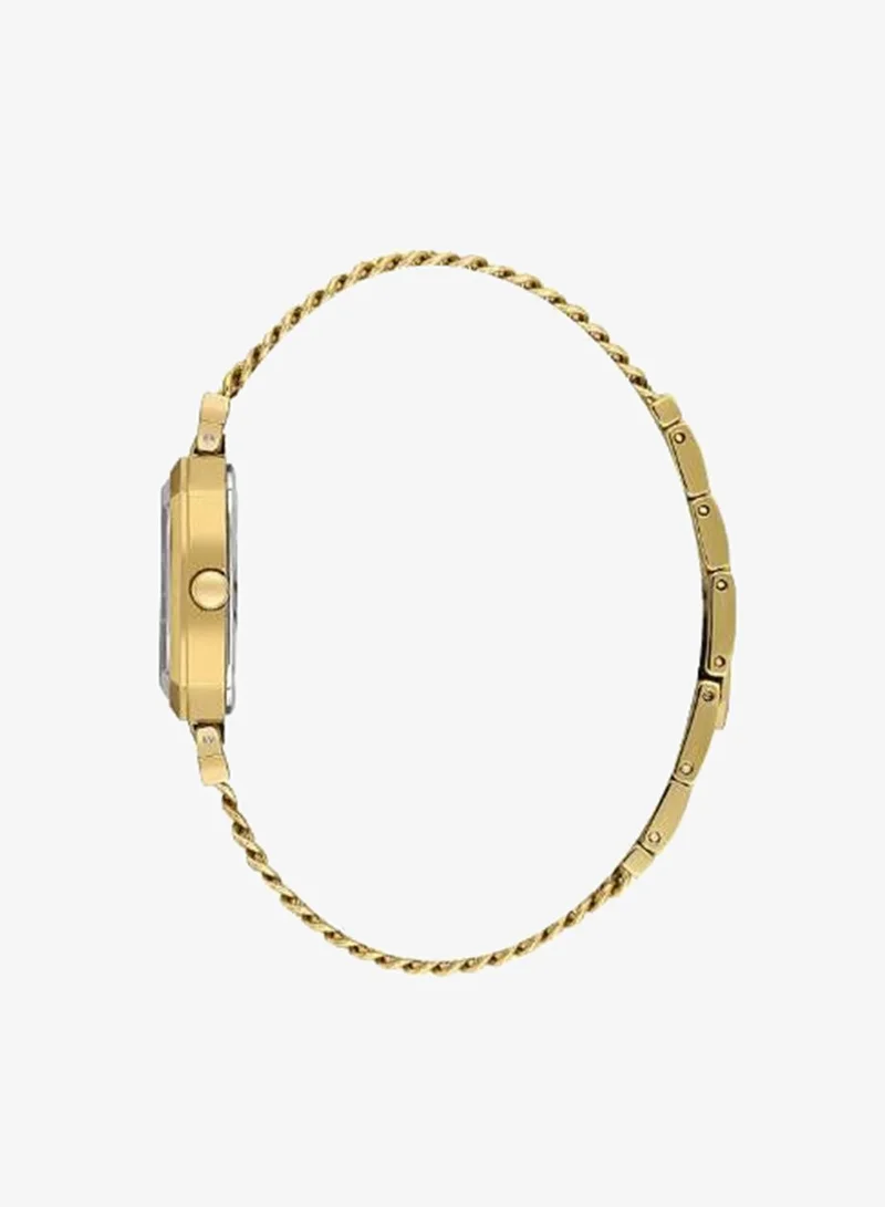 DANIEL KLEIN Women's Stainless Steel Gold Alloy Case Analog Silver Square Emboss Dial Japanese Quartz Premium 30 Meters Water Resistant