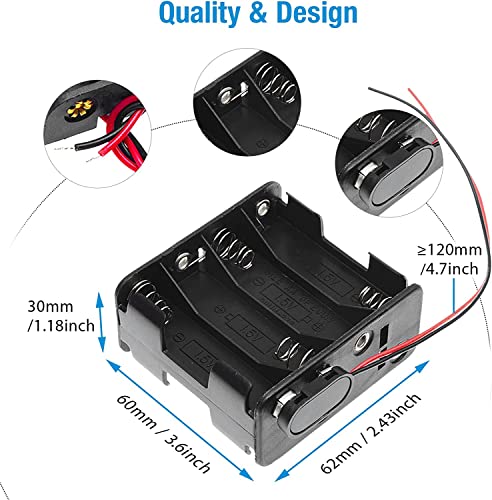 QTEATAK 2Set 8 x AA Thicken Battery Holder with I Type Wired Battery Clip Standard Snap Connector - Image 2
