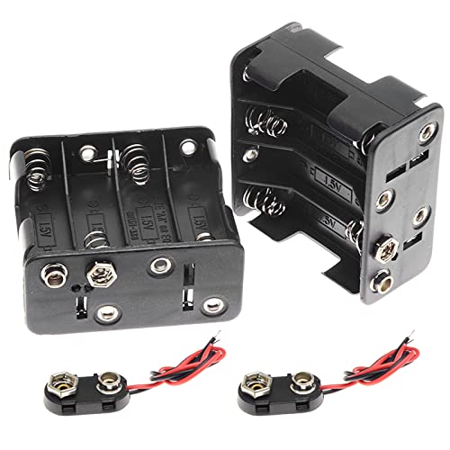 QTEATAK 2Set 8 x AA Thicken Battery Holder with I Type Wired Battery Clip Standard Snap Connector - Image 1