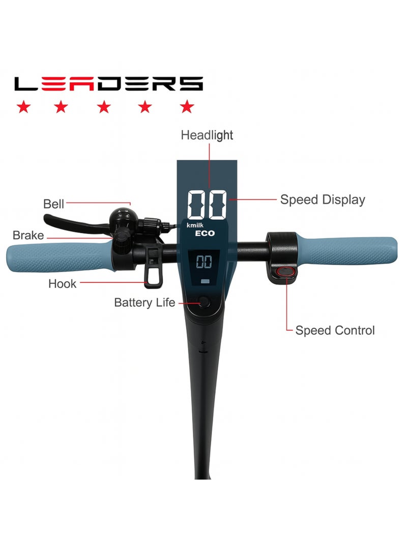 Leaders Electric Scooter 350W Motor 36V Battery, 25-30KM Range, App Control Bluetooth, Foldable E Scooter with LED Display & Dual Brake, Max Load 120KG - Image 2