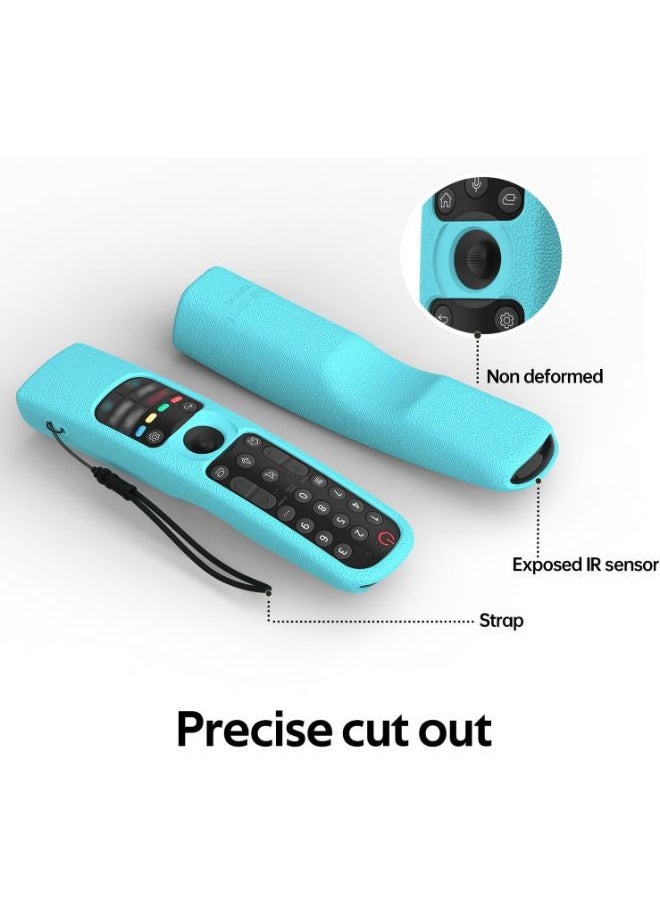 Sikai - SIKAI Silicone Case Cover for LG AN-MR21GA Magic Remote, Shockproof Protective Cover for LG Smart TV Remote 2021, Standing Design, Skin-Friendly, Washable, Anti-Lost with Loop (Glow Blue) - Image 1