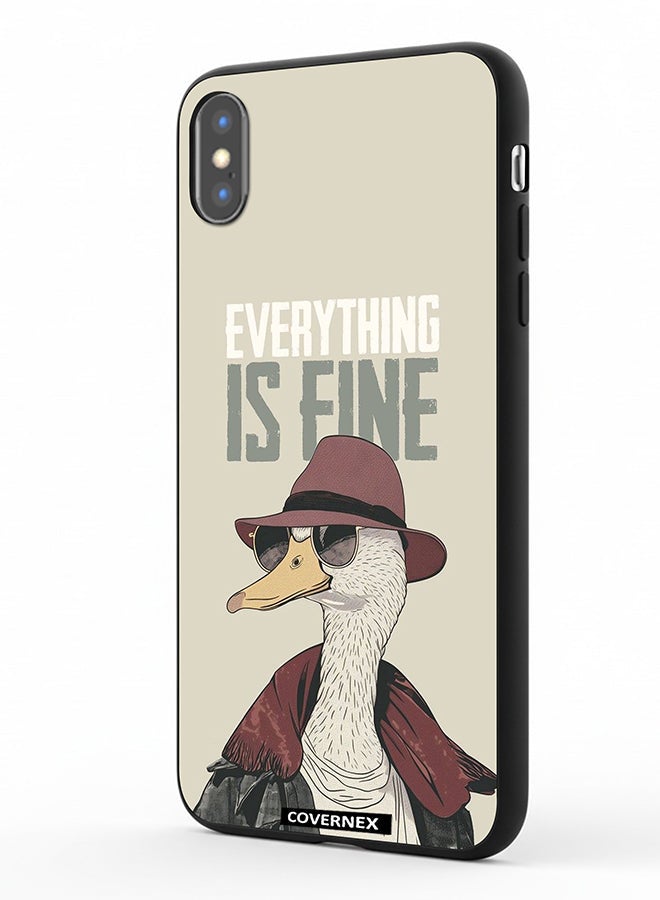 Covernex Apple iPhone X Protective Case Cover Printed Featuring Everything is Fine Stylish Ostrich - Image 1