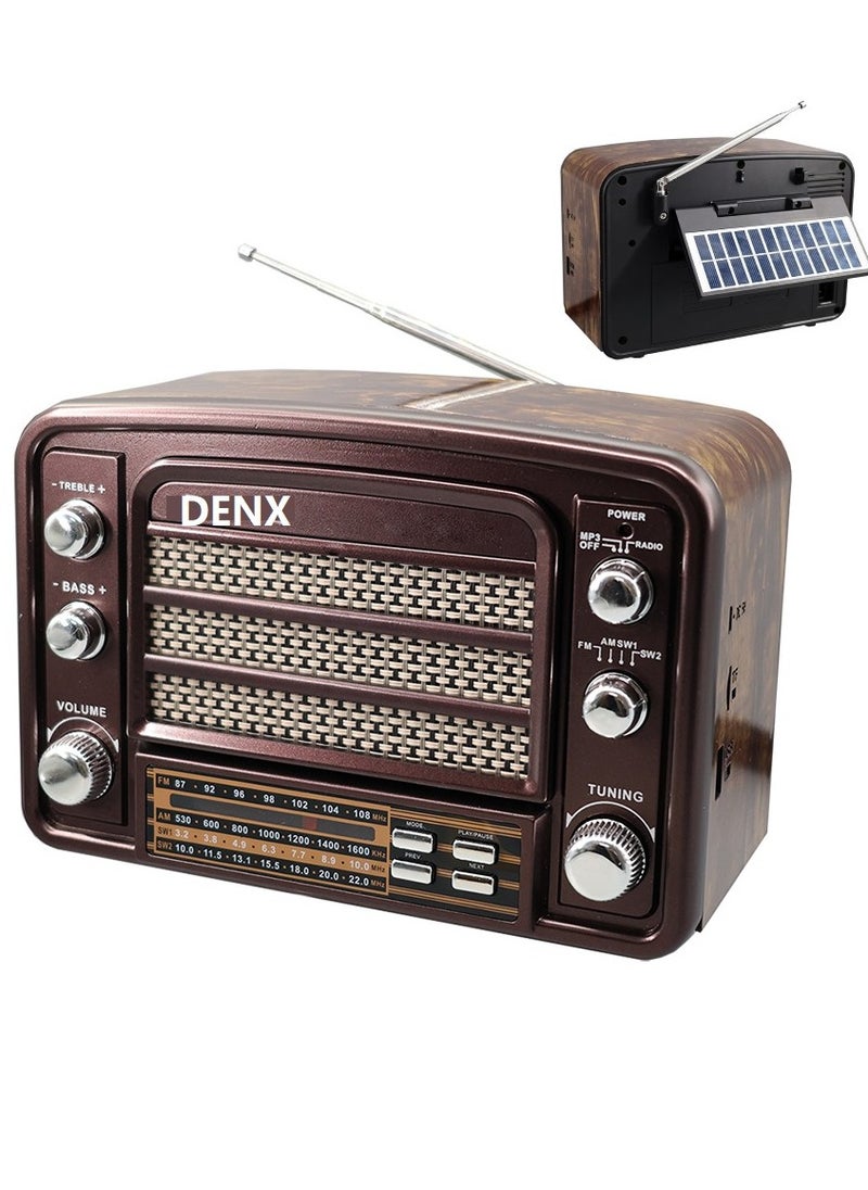 Denx Rechargeable Radio, Portable Radio AM FM Transistor with Best Sound, Solar/Battery Operated Radio, Support TF Card/USB Playing  - Image 1