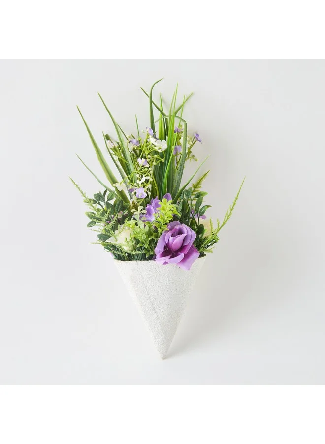 Home Box Caven Rose Arrangement in Conical Shape Metal Planter with Stand 15 x 15 x 34 cm