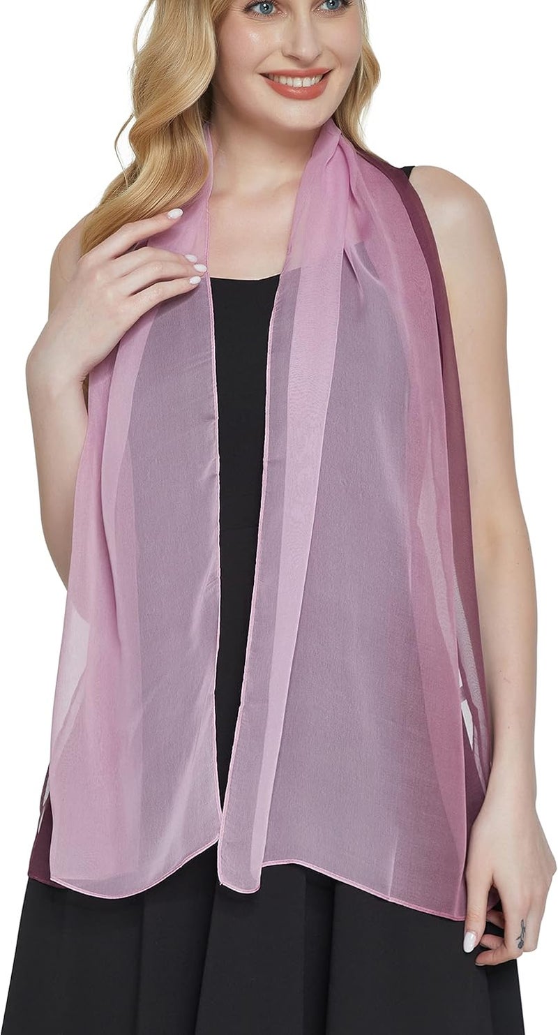 PANTONIGHT Long Chiffon Sheer Scarf Gradient Shaded Colors Lightweight Scarf For Womens - Image 2