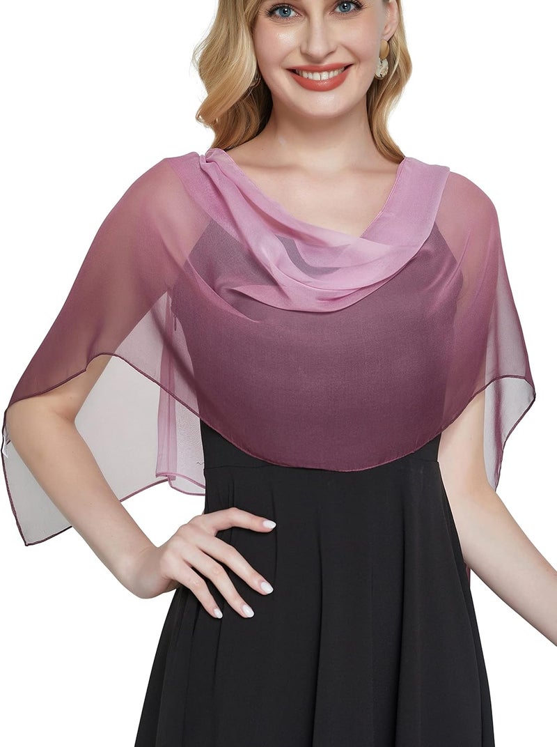 PANTONIGHT Long Chiffon Sheer Scarf Gradient Shaded Colors Lightweight Scarf For Womens - Image 1