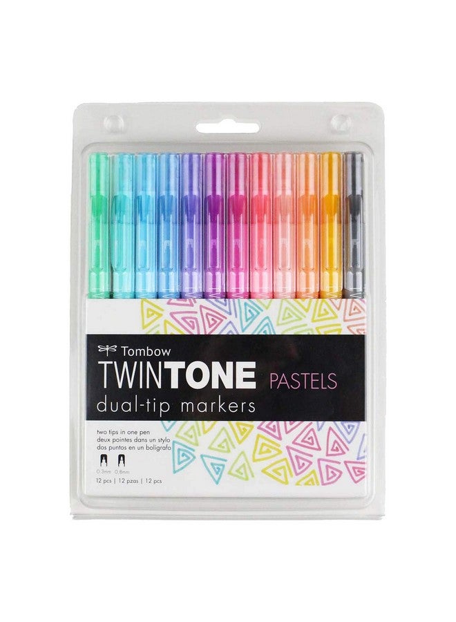 Tombow Tombow 61501 TwinTone Marker Set, Pastel, 12-Pack. Double-Sided Markers Perfect for Planners, Journals, Doodling, and More!  - Image 1