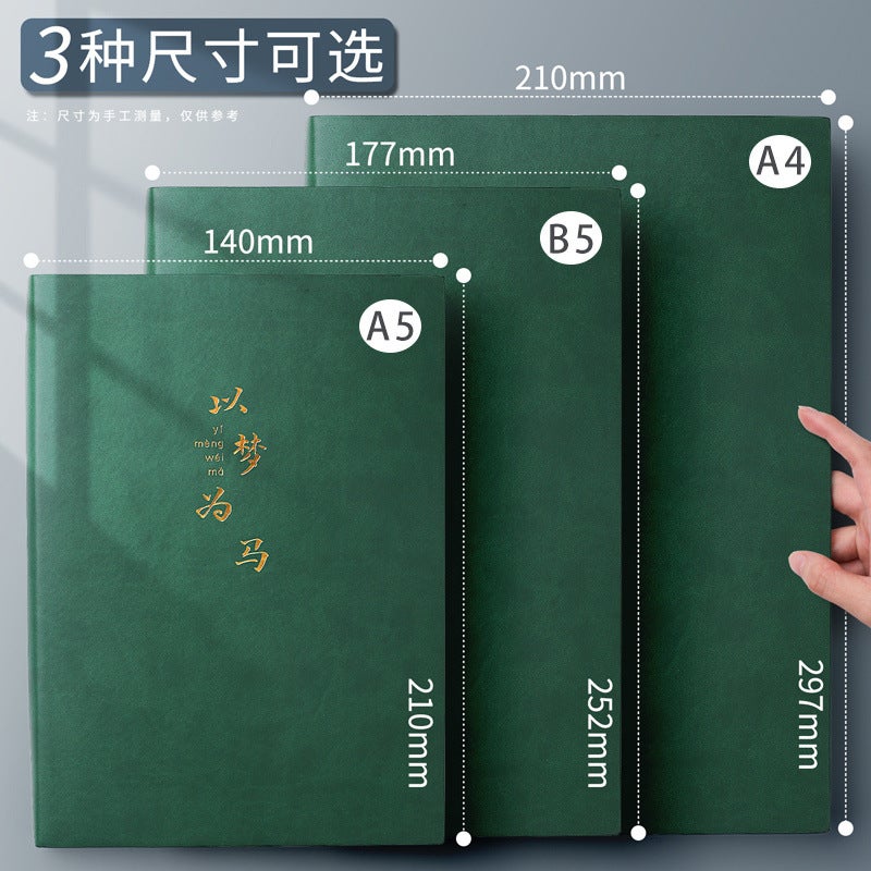 Notebook Thick 4 Thick Large Size Notes For Postgraduate Entrance Examination College Students Special Learning Thickeneded Soft Leather 400 Pages Notepad - Image 4