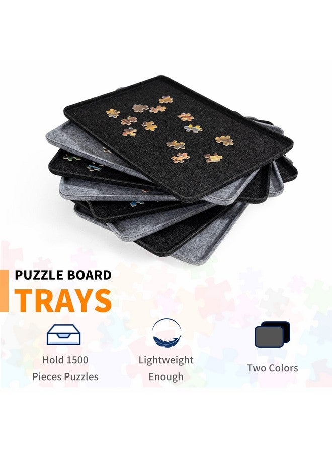 Lavievert Lavievert Jigsaw Puzzle Board with 8 Sorting Trays & Cover, Lightweight & Portable Felt Mat Table for Adults, Large Puzzle Storage Saver Holder for Up to 1500 Pieces - Black  - Image 2