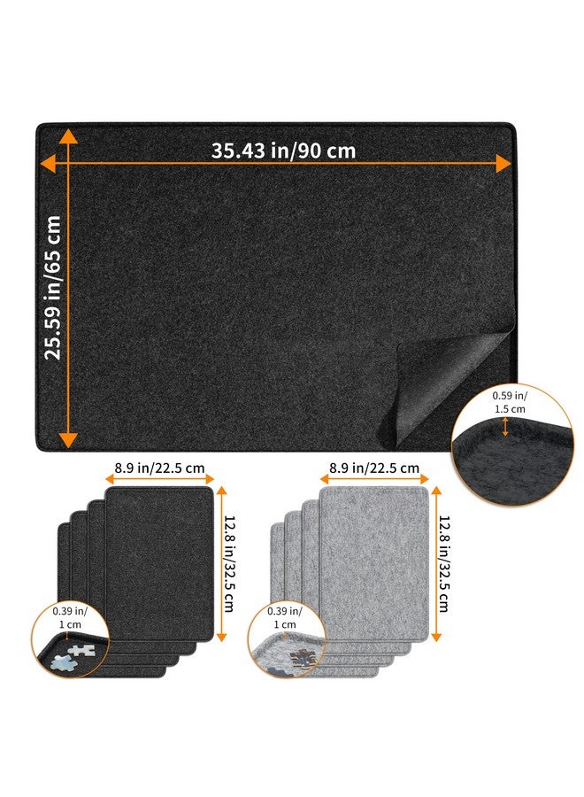 Lavievert Lavievert Jigsaw Puzzle Board with 8 Sorting Trays & Cover, Lightweight & Portable Felt Mat Table for Adults, Large Puzzle Storage Saver Holder for Up to 1500 Pieces - Black  - Image 3