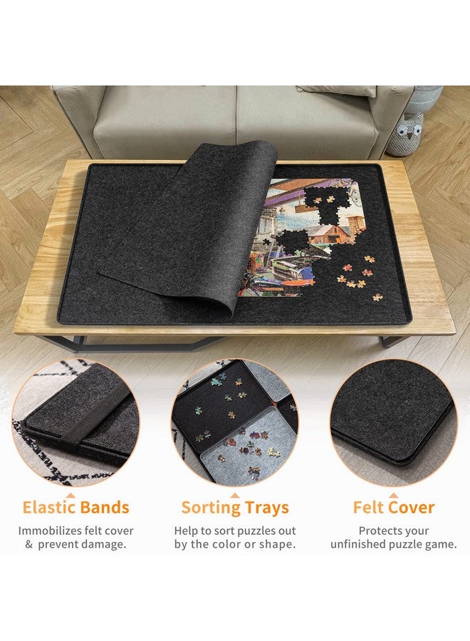 Lavievert Lavievert Jigsaw Puzzle Board with 8 Sorting Trays & Cover, Lightweight & Portable Felt Mat Table for Adults, Large Puzzle Storage Saver Holder for Up to 1500 Pieces - Black  - Image 5
