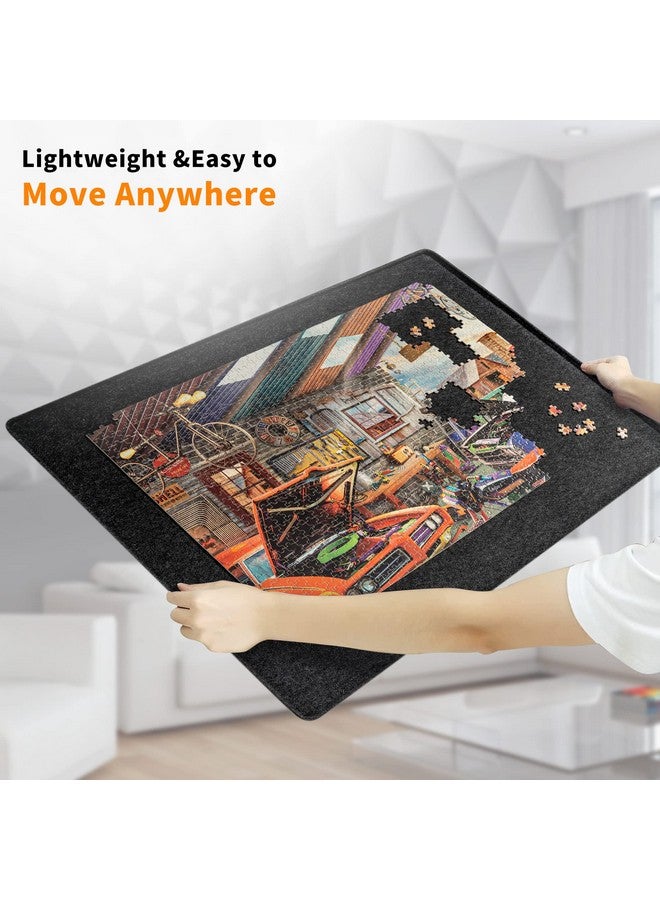 Lavievert Lavievert Jigsaw Puzzle Board with 8 Sorting Trays & Cover, Lightweight & Portable Felt Mat Table for Adults, Large Puzzle Storage Saver Holder for Up to 1500 Pieces - Black  - Image 4
