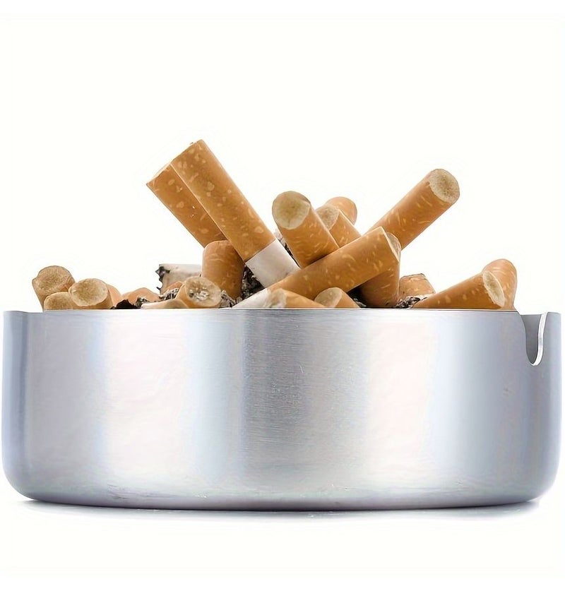 Silvery Stainless Steel Small Cigar Ashtrays Set Of 3 For Household Use - Image 4