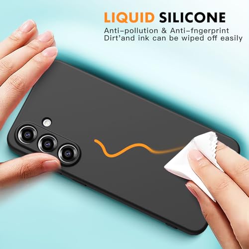 Vansdon for Samsung Galaxy S25 FE Case, Soft TPU Liquid Silicone Phone Case with 2 Screen Protectors, Military-Grade Protection Shockproof Slim Phone Cover-Black - Image 2