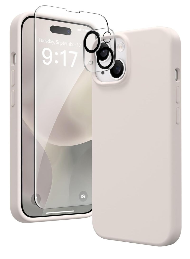 ELTRAZONE ELTRAZONE 5-in-1 iPhone 15 Case – Stone, Magnetic, MagSafe-Compatible, Slim Skin-Like Silicone, Includes 2x Screen & Camera Lens Protectors - Image 1
