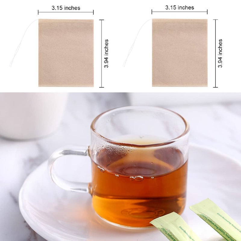 BEFORYOU 400 Pack Disposable Drawstring Tea Filter Bags Safe & Natural Unbleached Paper Tea Infuser Drawstring Empty Bag for Loose Leaf Tea (8 x 10cm, Natual Color) - Image 3