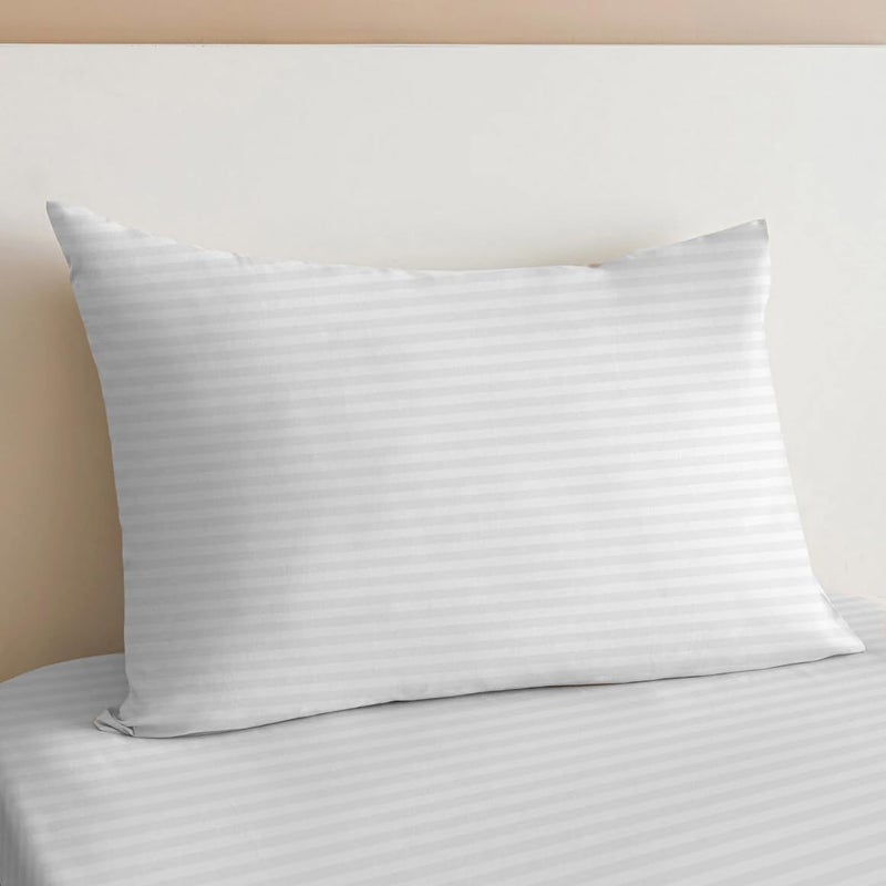 sleep well 2Pcs Stripe Fitted Sheet Set - 90x200+17cm (White) - Image 5