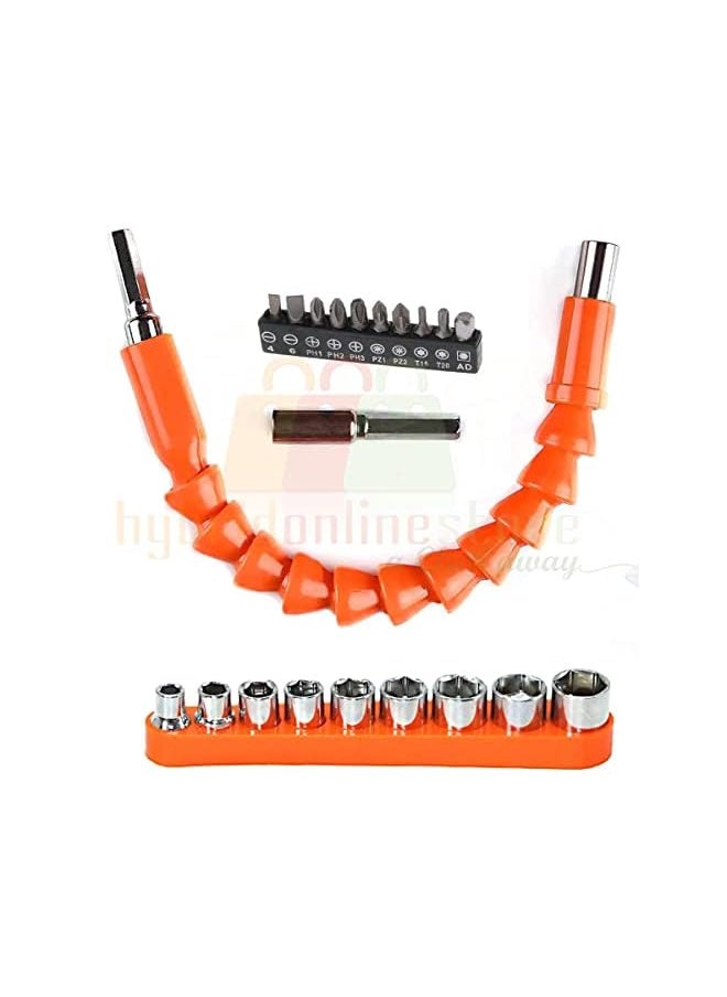 Generic - Flexible Drill Bit Extension Hex Soft Shaft Electric Screwdriver Extension Nut Driver Bit Set For Power Hand Tools Kit 21 Pc - Image 1