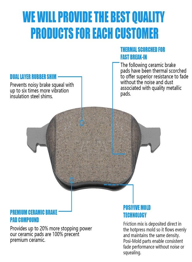 SUPLABEL Premium Ceramic Disc Brake Pad Set - Compatible with Select Ford C-Max, EcoSport, Escape, Focus; Mazda 3, 3 Sport, 5; Volvo C30, C70, S40, V50; FRONT - Image 4