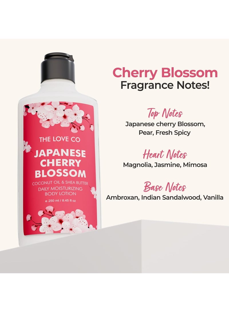 ذا لوف كو. لوشن ياباني للجسم بأزهار الكرز اليابانية - كريم مرطب مغذي للبشرة الجافة - مناسب للرجال والنساء بزيت الجوجوبا وزبدة الشيا وفيتامين E - 250 مل - Image 4