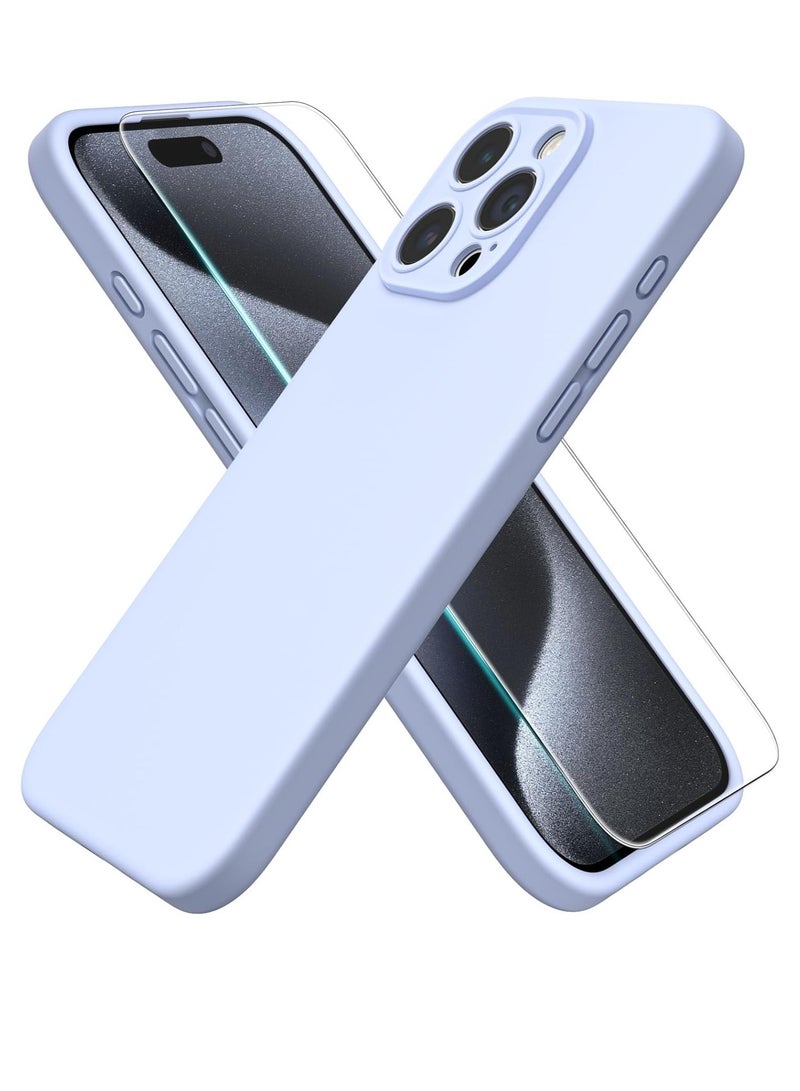 "ELTRAZONE iPhone 15 Pro Max Case – Silky-Soft Touch Liquid Silicone, Shockproof Rubber Cover with Screen Protector, 6.7-Inch – Baby Blue" - Image 1